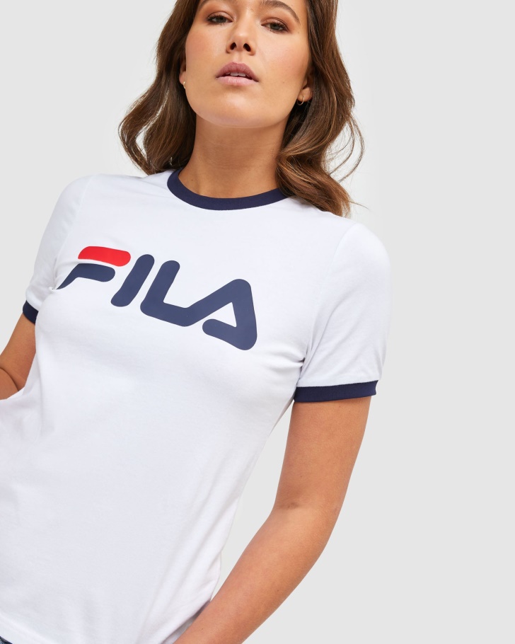 Camiseta Feminina Ringer Clássico Fila Branca