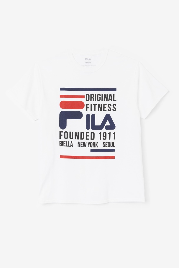 Camiseta Fitness Original Branco/marinho/vermelho Fila
