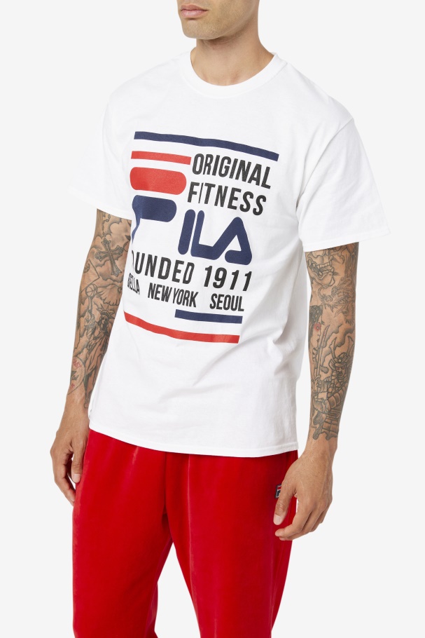 Camiseta Fitness Original Branco/marinho/vermelho Fila