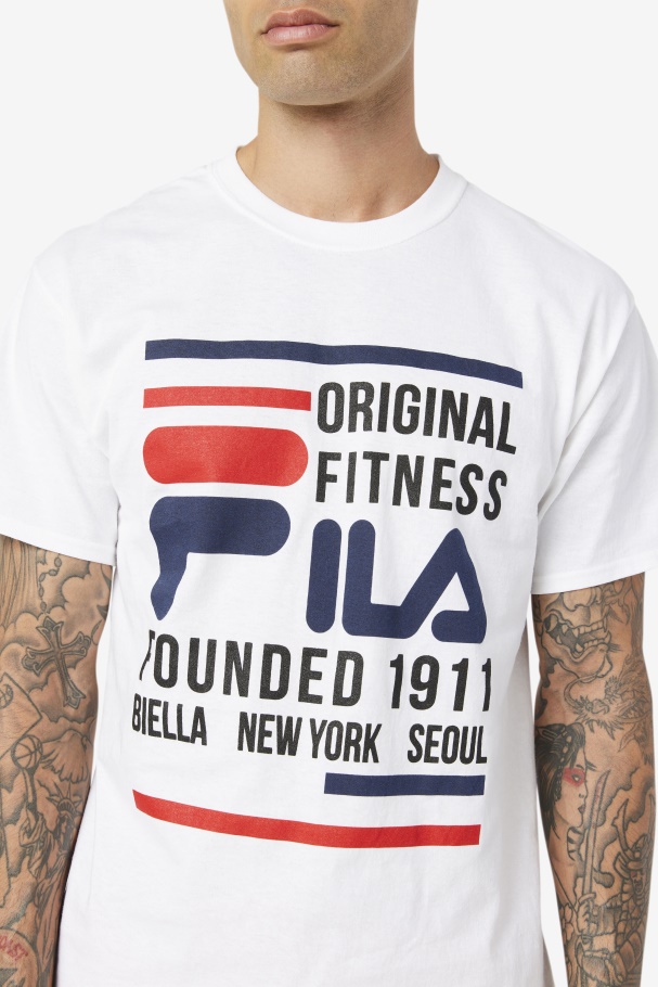Camiseta Fitness Original Branco/marinho/vermelho Fila