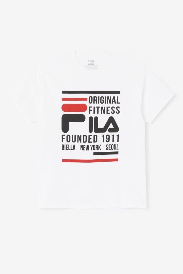 Camiseta Fitness Original Fila Branca/preta/vermelha