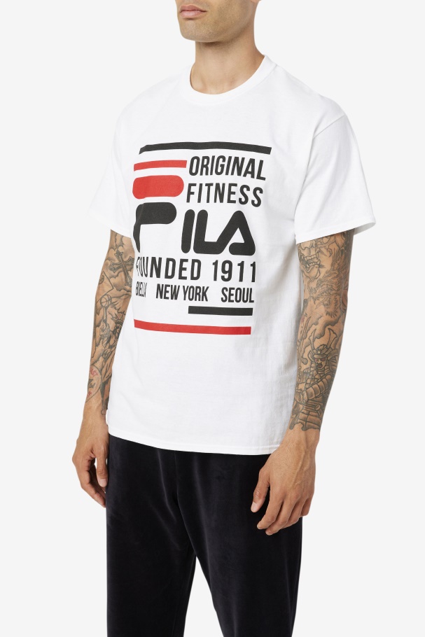 Camiseta Fitness Original Fila Branca/preta/vermelha