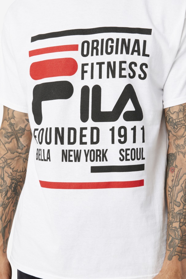 Camiseta Fitness Original Fila Branca/preta/vermelha