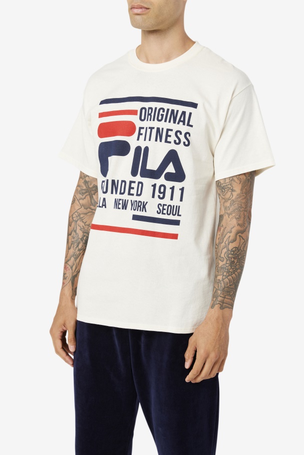 Camiseta Fitness Original Fila Gardenia/marinho/vermelho