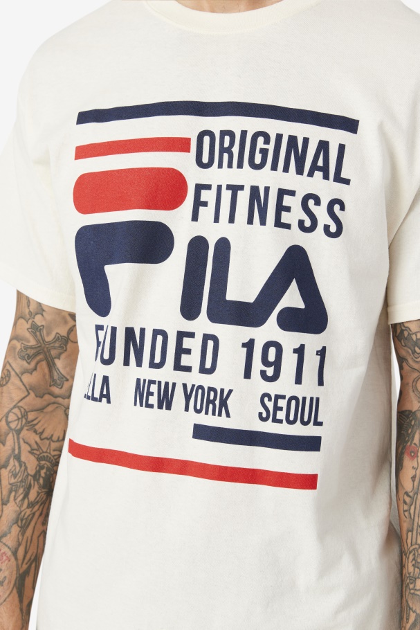 Camiseta Fitness Original Fila Gardenia/marinho/vermelho