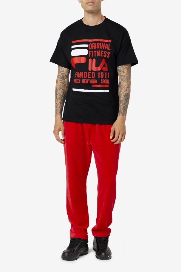 Camiseta Fitness Original Fila Preta/vermelha/branca