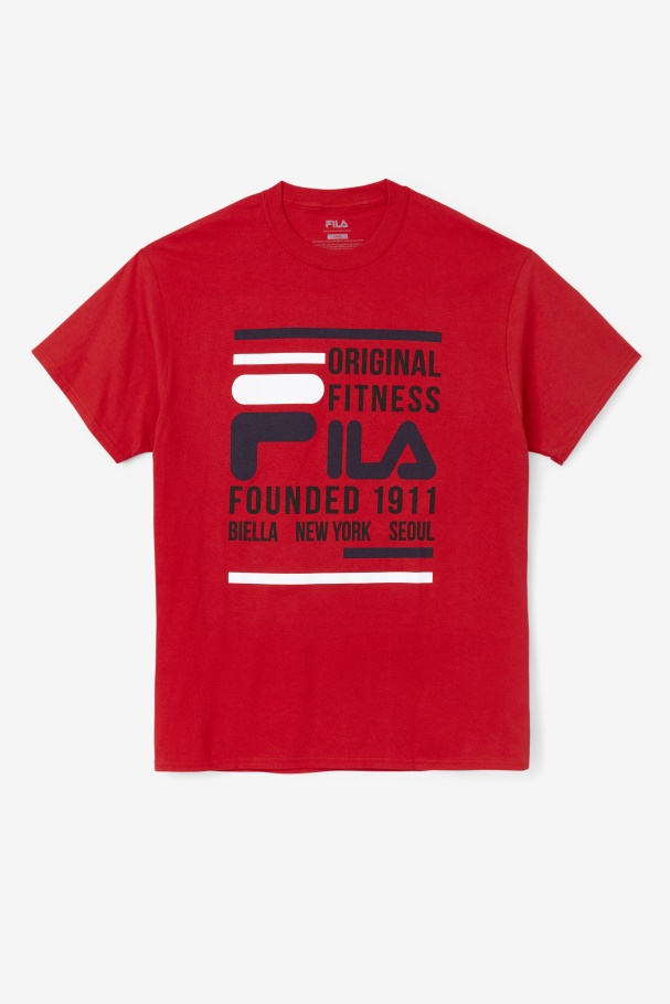 Camiseta Fitness Original Vermelho/marinho/branco Fila