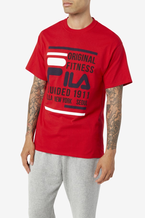 Camiseta Fitness Original Vermelho/marinho/branco Fila