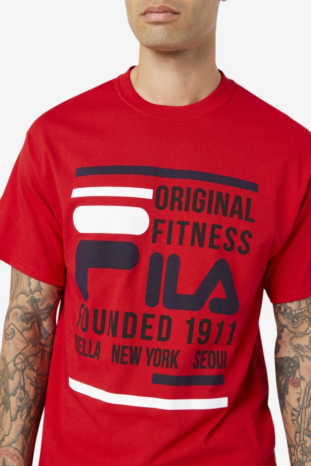 Camiseta Fitness Original Vermelho/marinho/branco Fila