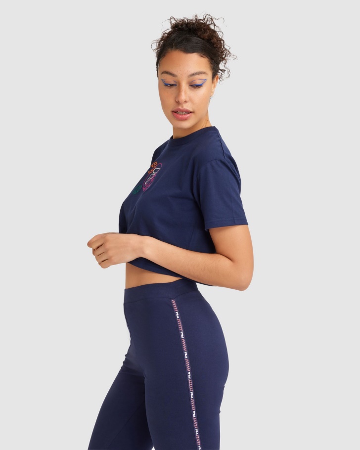 Camiseta Floral Feminina Azul Marinho Fila