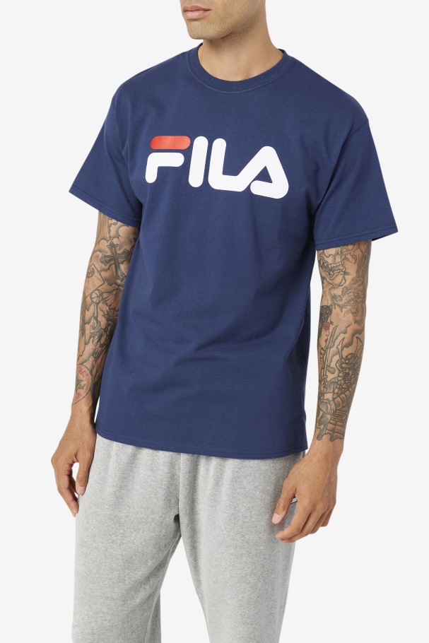 Camiseta Masculina Com Logo Azul Marinho/branco/vermelho