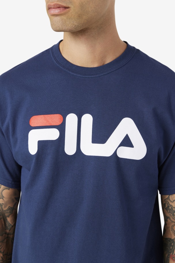 Camiseta Masculina Com Logo Azul Marinho/branco/vermelho