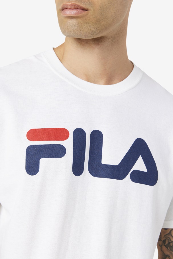 Camiseta Masculina Com Logo Branco/marinho/vermelho Fila