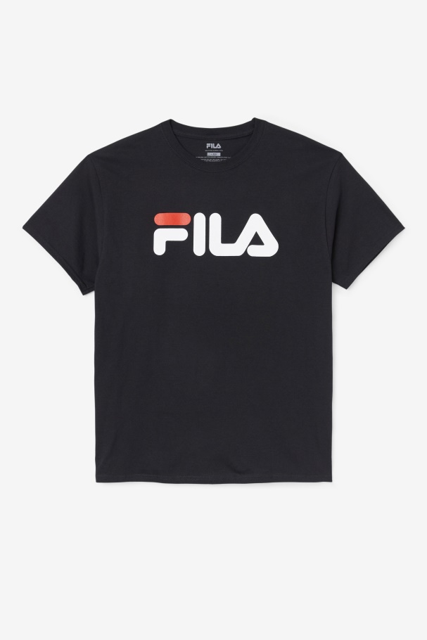 Camiseta Masculina Com Logo Fila Preto/branco/vermelho