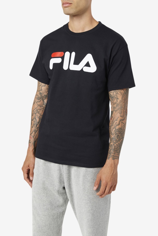 Camiseta Masculina Com Logo Fila Preto/branco/vermelho
