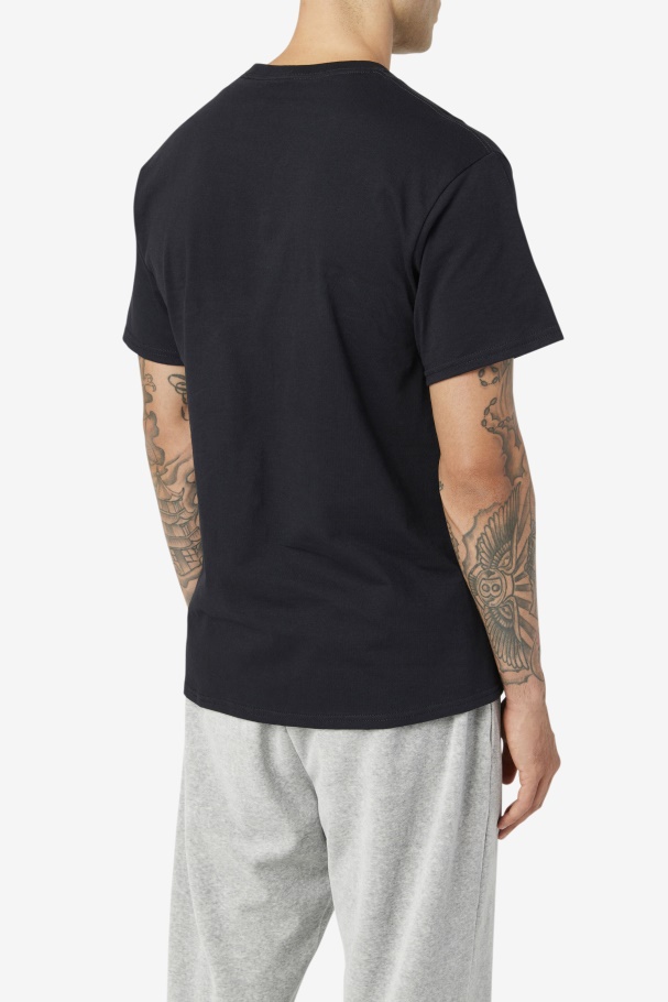 Camiseta Masculina Com Logo Fila Preto/branco/vermelho