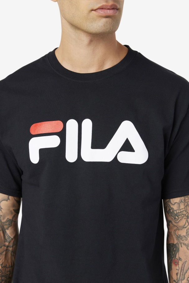 Camiseta Masculina Com Logo Fila Preto/branco/vermelho