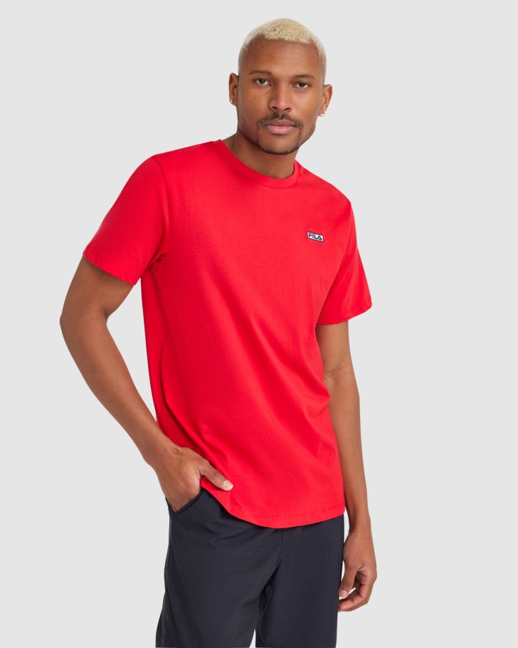 Camiseta Masculina Fila Cian Vermelha