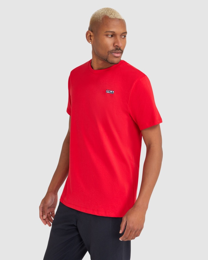 Camiseta Masculina Fila Cian Vermelha