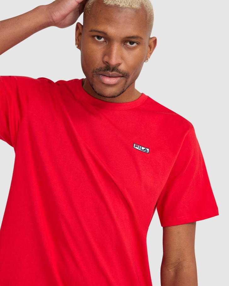 Camiseta Masculina Fila Cian Vermelha