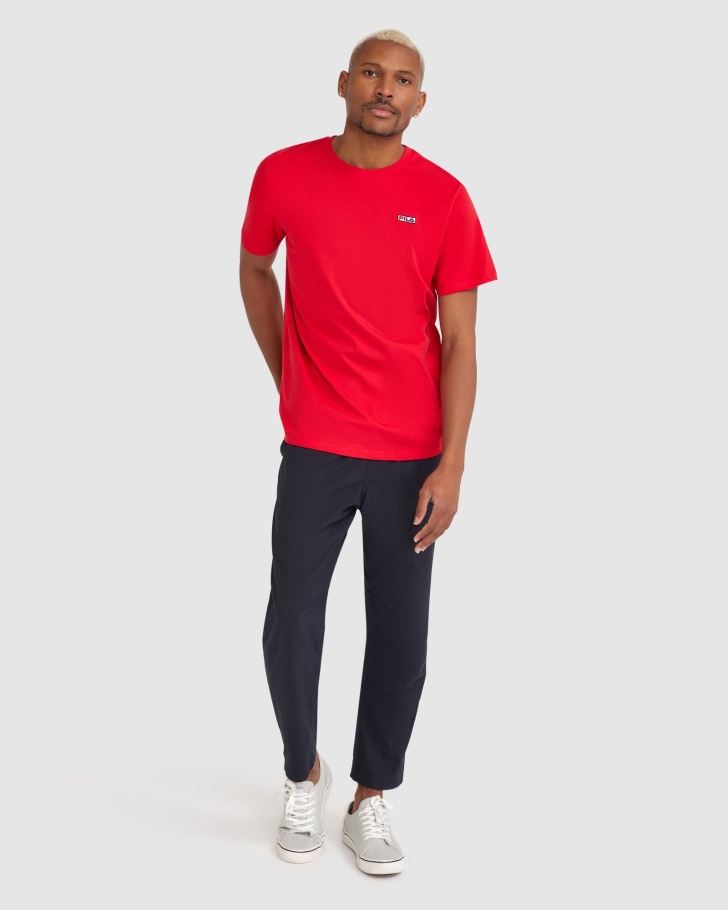 Camiseta Masculina Fila Cian Vermelha
