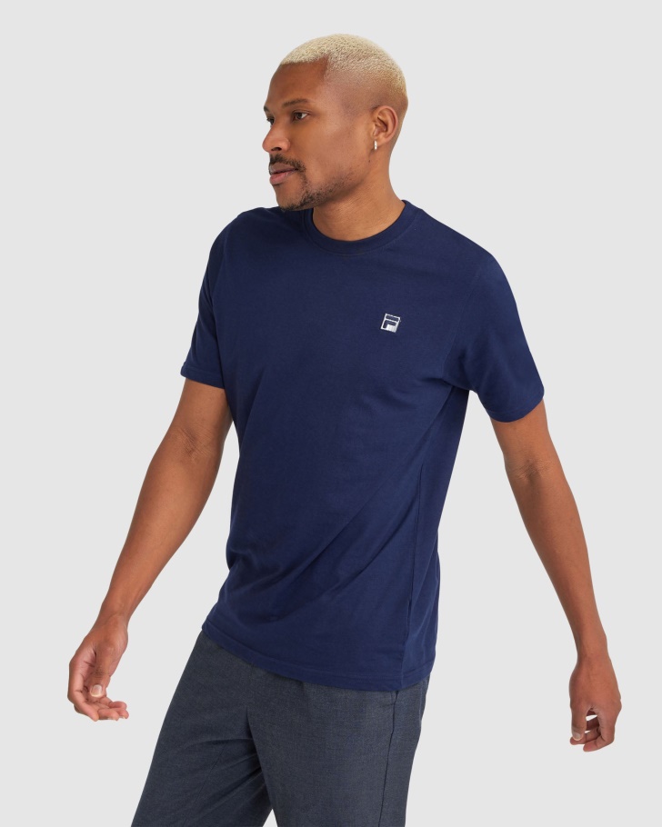 Camiseta Masculina Fila Com Leite Azul Marinho