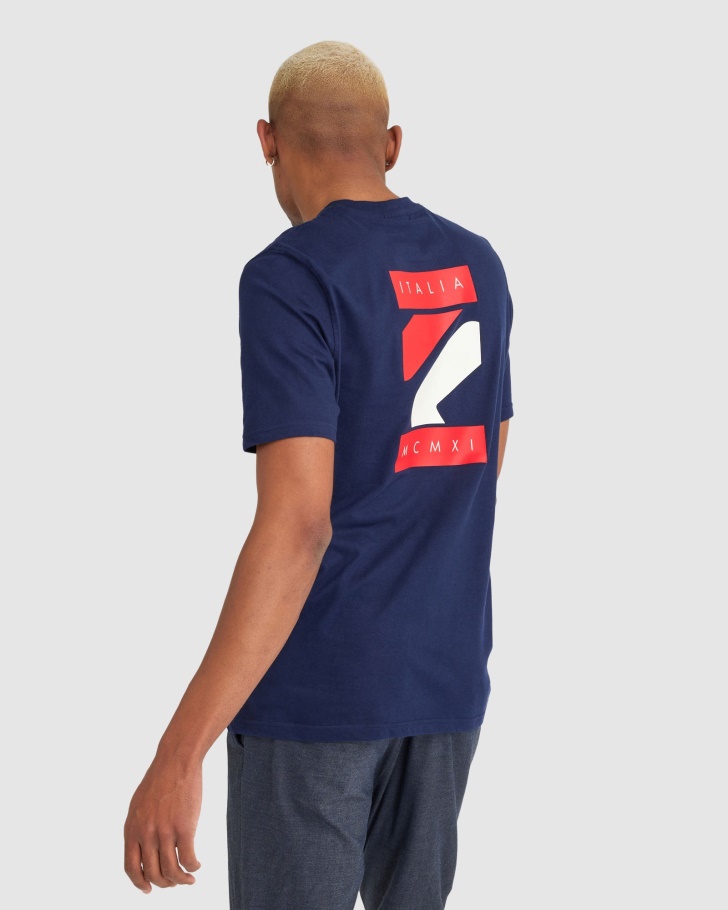Camiseta Masculina Fila Com Leite Azul Marinho