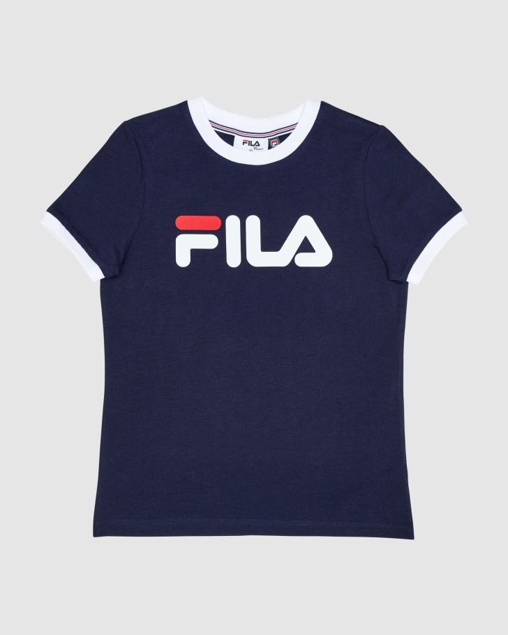 Camiseta Ringer Clássica Feminina Fila New Navy