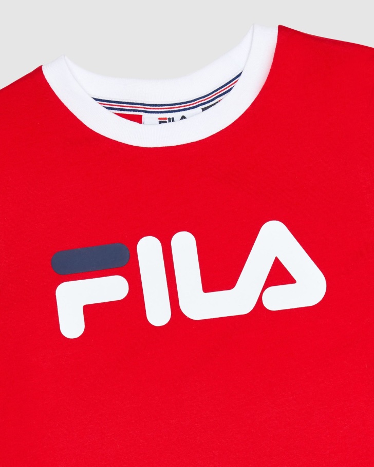 Camiseta Ringer Clássica Feminina Fila Vermelha