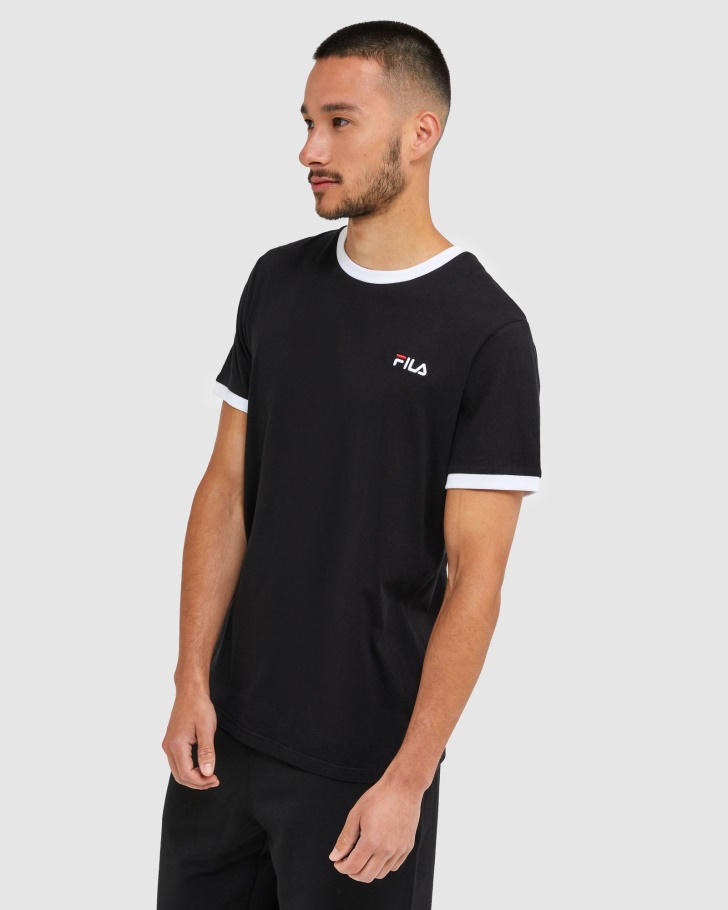 Camiseta Ringer Clássica Masculina Fila Preta