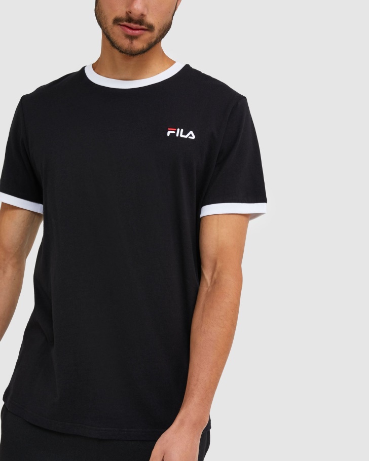 Camiseta Ringer Clássica Masculina Fila Preta
