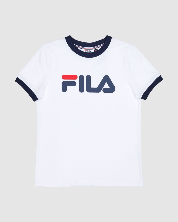 Camiseta Ringer Feminina Clássica Branca Fila