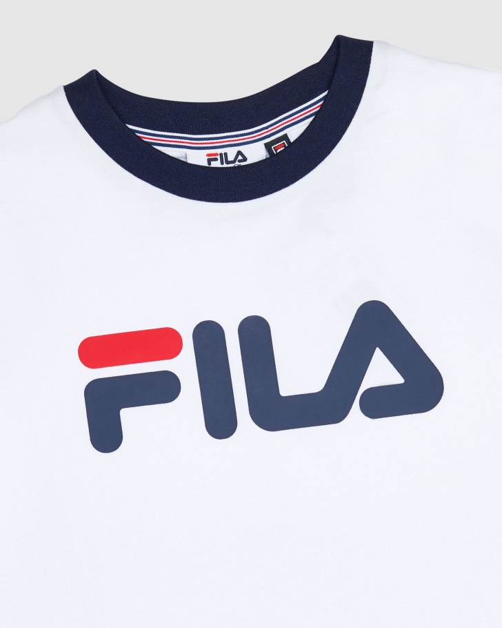 Camiseta Ringer Feminina Clássica Branca Fila
