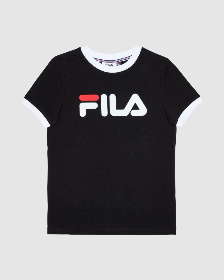 Camiseta Ringer Feminina Clássica Fila Preta