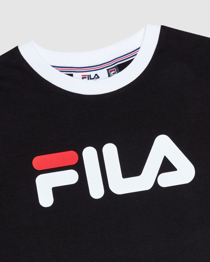 Camiseta Ringer Feminina Clássica Fila Preta