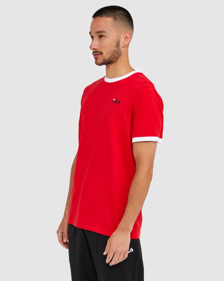 Camiseta Ringer Masculina Clássica Vermelha Fila