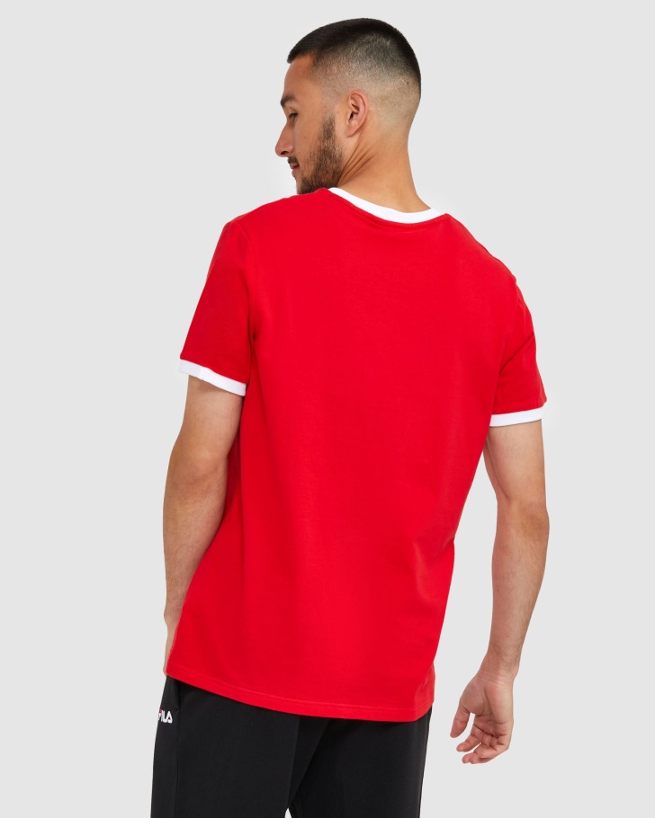 Camiseta Ringer Masculina Clássica Vermelha Fila