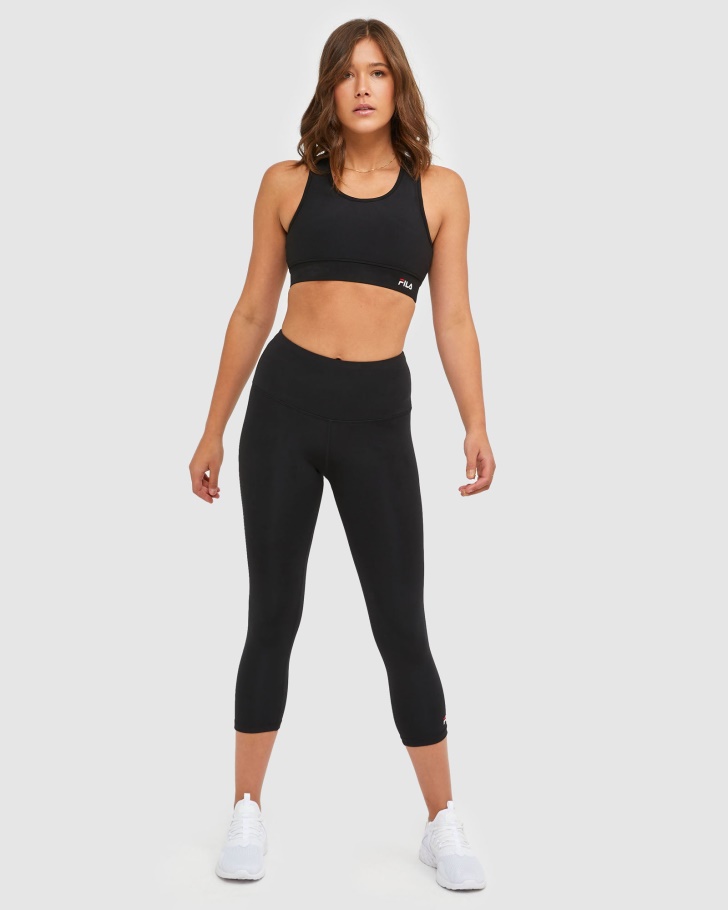 Collants 3/4 Clássicos De Mulher Preto Fila