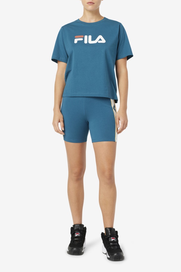 Davina Bike Curto Azul Coral Fila