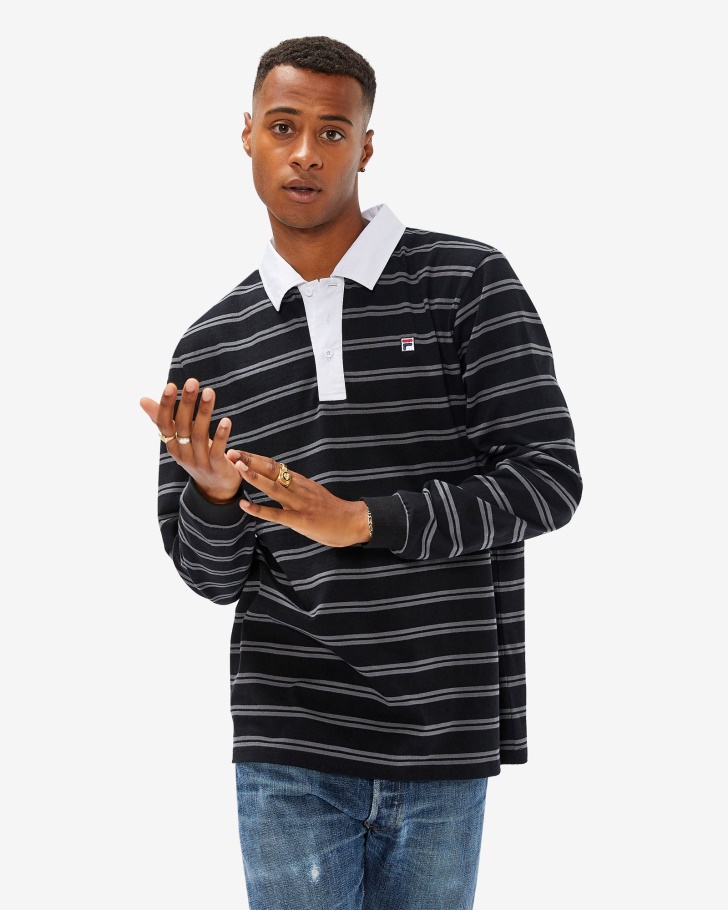 Distintivo De Homens Negros Rugby Polo Fila