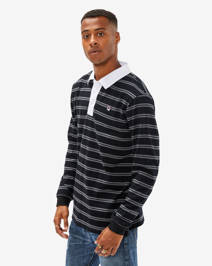 Distintivo De Homens Negros Rugby Polo Fila