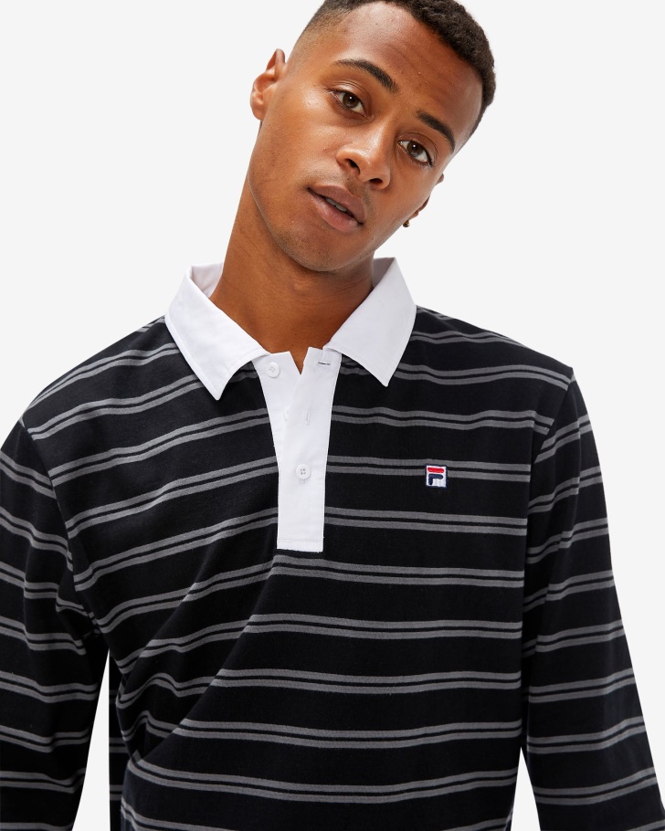 Distintivo De Homens Negros Rugby Polo Fila