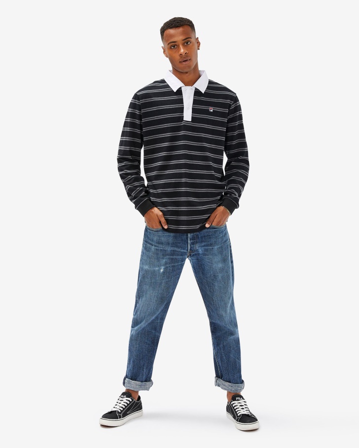 Distintivo De Homens Negros Rugby Polo Fila