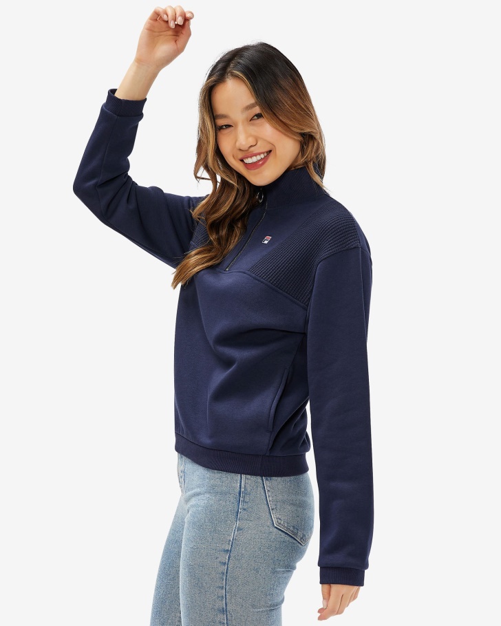 Distintivo Feminino Fila Qtr Zip Marinho