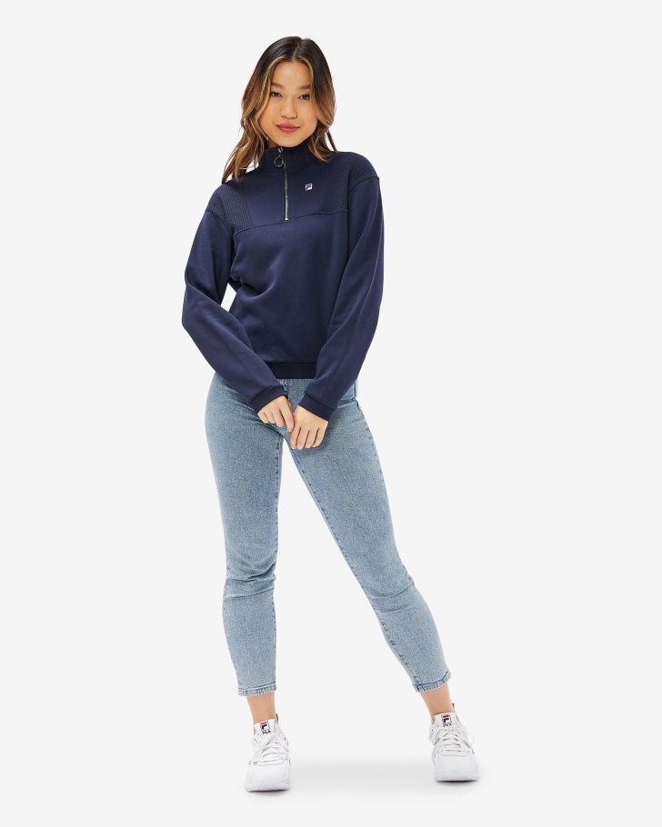 Distintivo Feminino Fila Qtr Zip Marinho