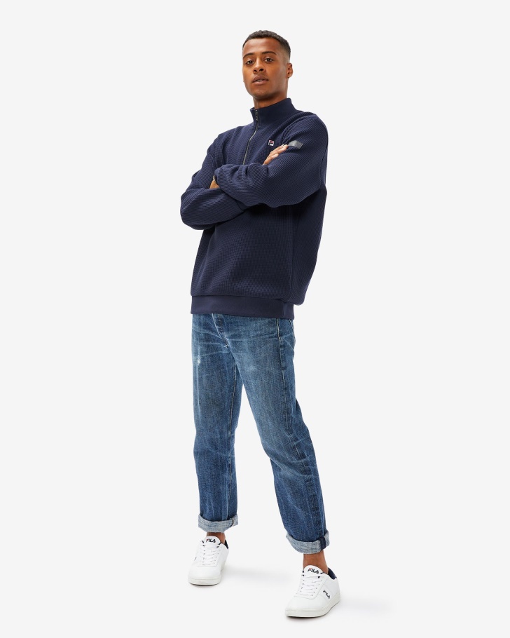 Distintivo Masculino 20 Qtr Zip Novo Azul Marinho Fila