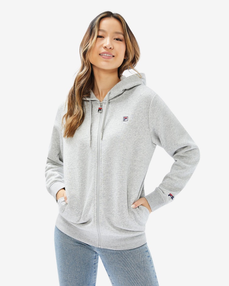 Distintivo Unissex 20 Zip Capuz Prata Marle Fila