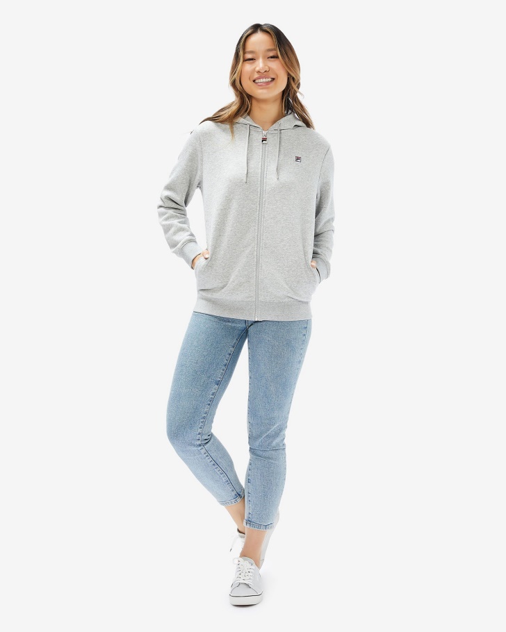 Distintivo Unissex 20 Zip Capuz Prata Marle Fila