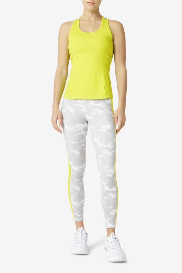 Enxofre/branco/azaléia/navy Fila Uplift Colorblock Racerback Tanque