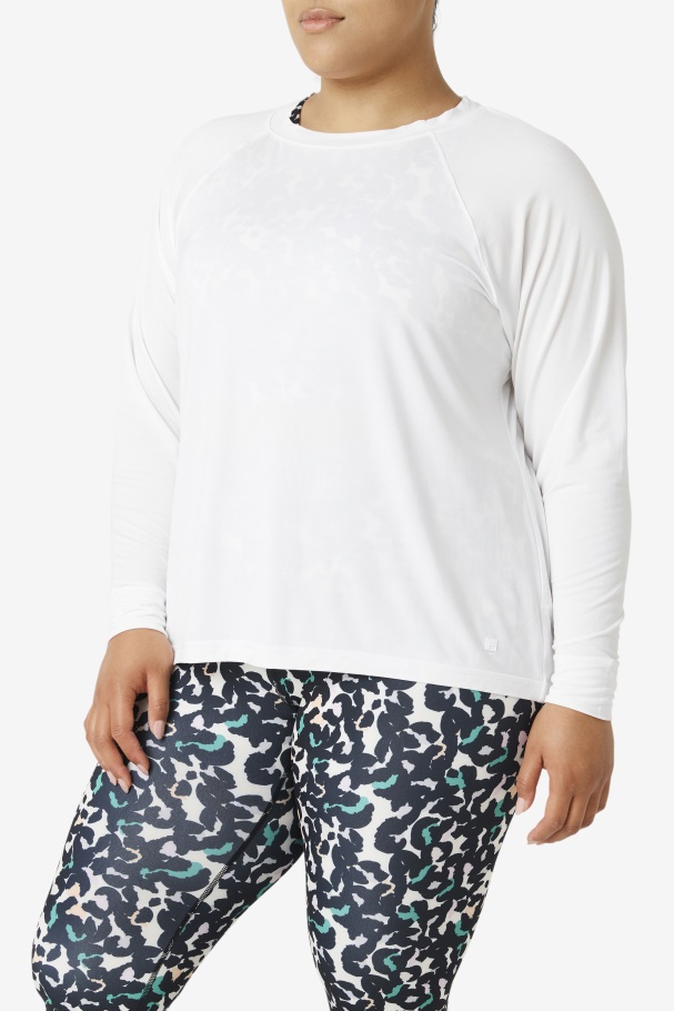 Fi-lux Mesh Costas Manga Longa Crew Fila Branco